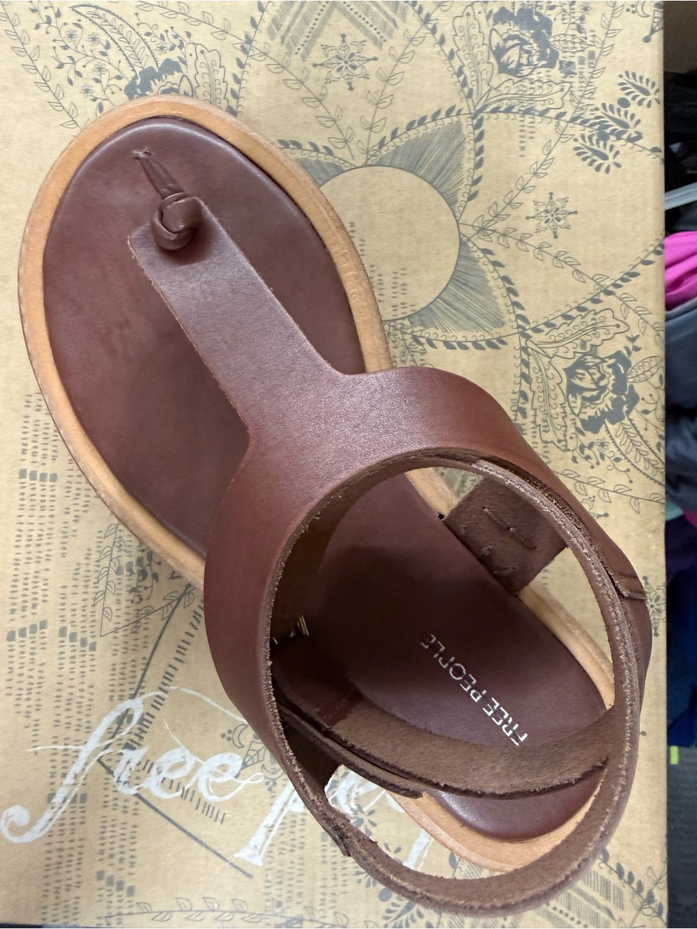 Free People Evie Wrap Brown Leather T-Strap Sandal